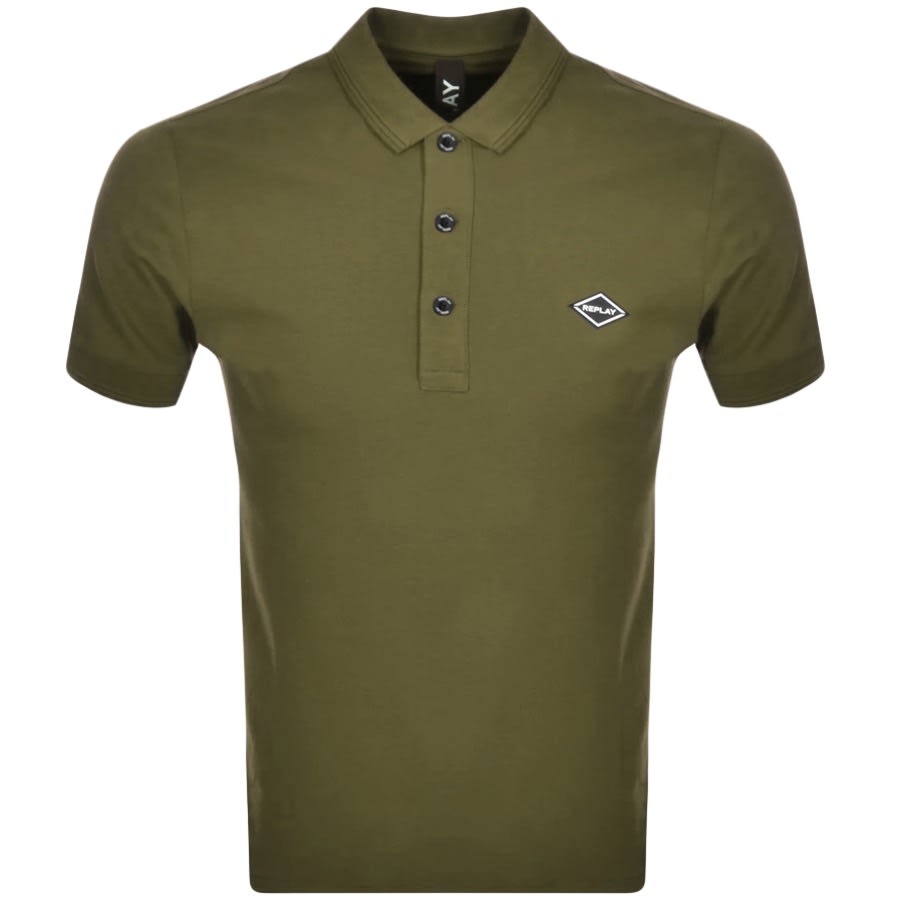 Alternative Image for ProductReplay Short Sleeved Logo Polo T Shirt Green1